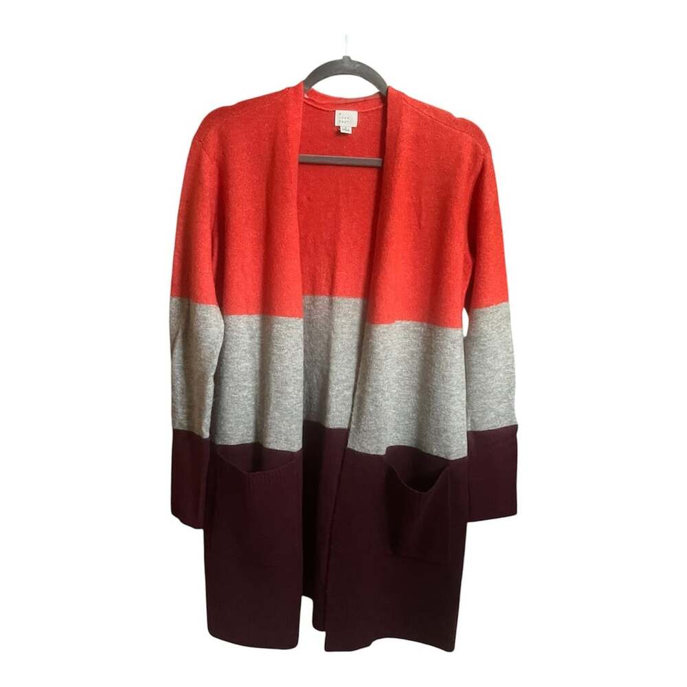 A New Day Cardigan Sweater Size S Colorblock Open Front Pockets